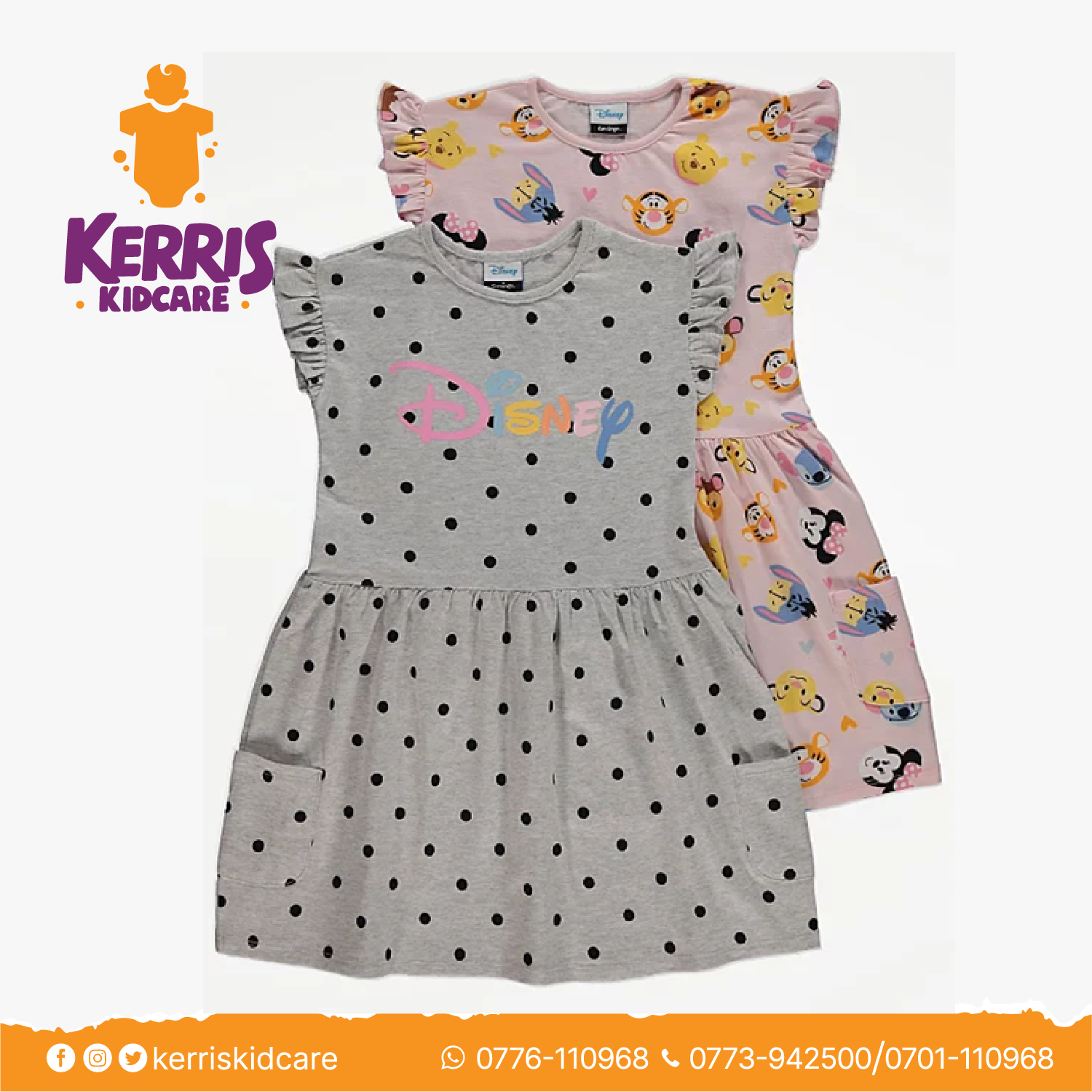 Disney Print Ruffled Sleeve Dresses